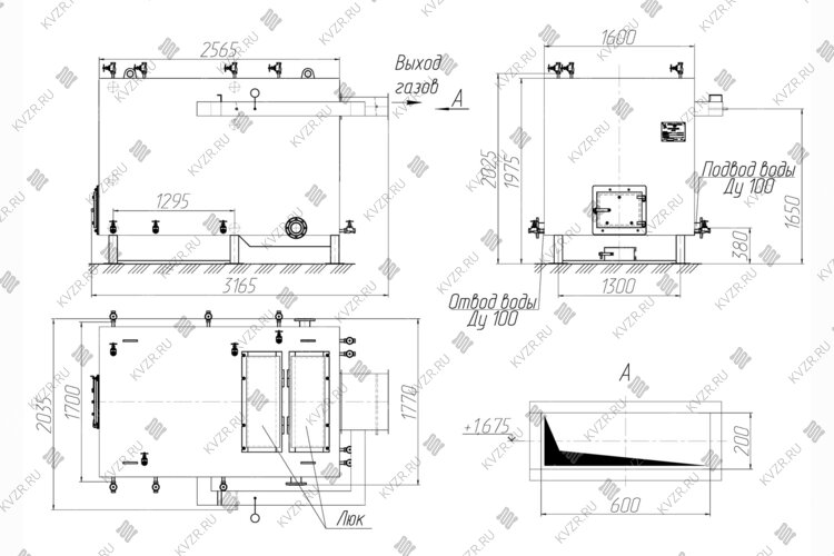 Котел 0.7 МВт без дымососа чертеж