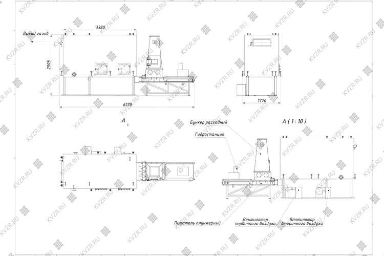 Чертеж котла 1160 кВт на щепе